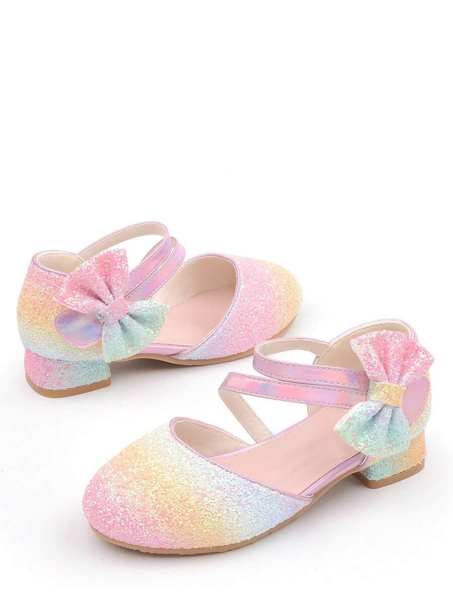 Girls' Leather Shoes, New Fashion Korean Style High Heel Colorful Glitter Princess Shoes