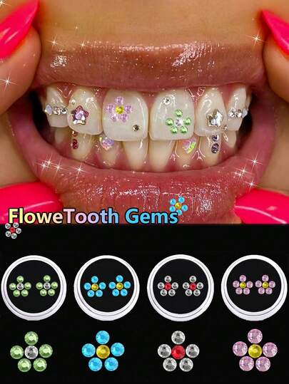 10 piezas Kit de gemas dentales, Joyería dental de cristal DIY, Sonrisa brillante Y2K para mujeres, Seguro para fiestas y festivales