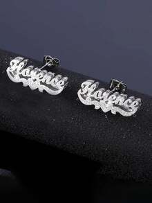 Custom Matte Name Earrings - Fashionable Minimalist Stainless Steel Earrings