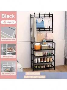 Shoe Racks, Simple Floor-To-Ceiling, Multi-Functional Hangers, Metal Modern Minimalist Shelves, Household Coat Racks - Multicolor - View 3