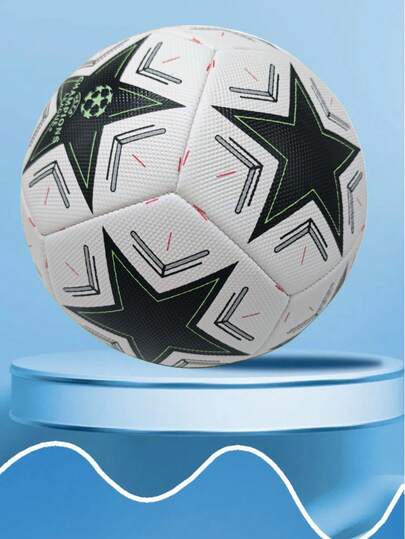 1pc Adult & Youth Standard Size 5 Hand-Stitched PU Soccer Ball, Dirt-Resistant & Durable For Outdoor/Indoor, Beach, Grass, Cement Pitch, White & Multi-Color