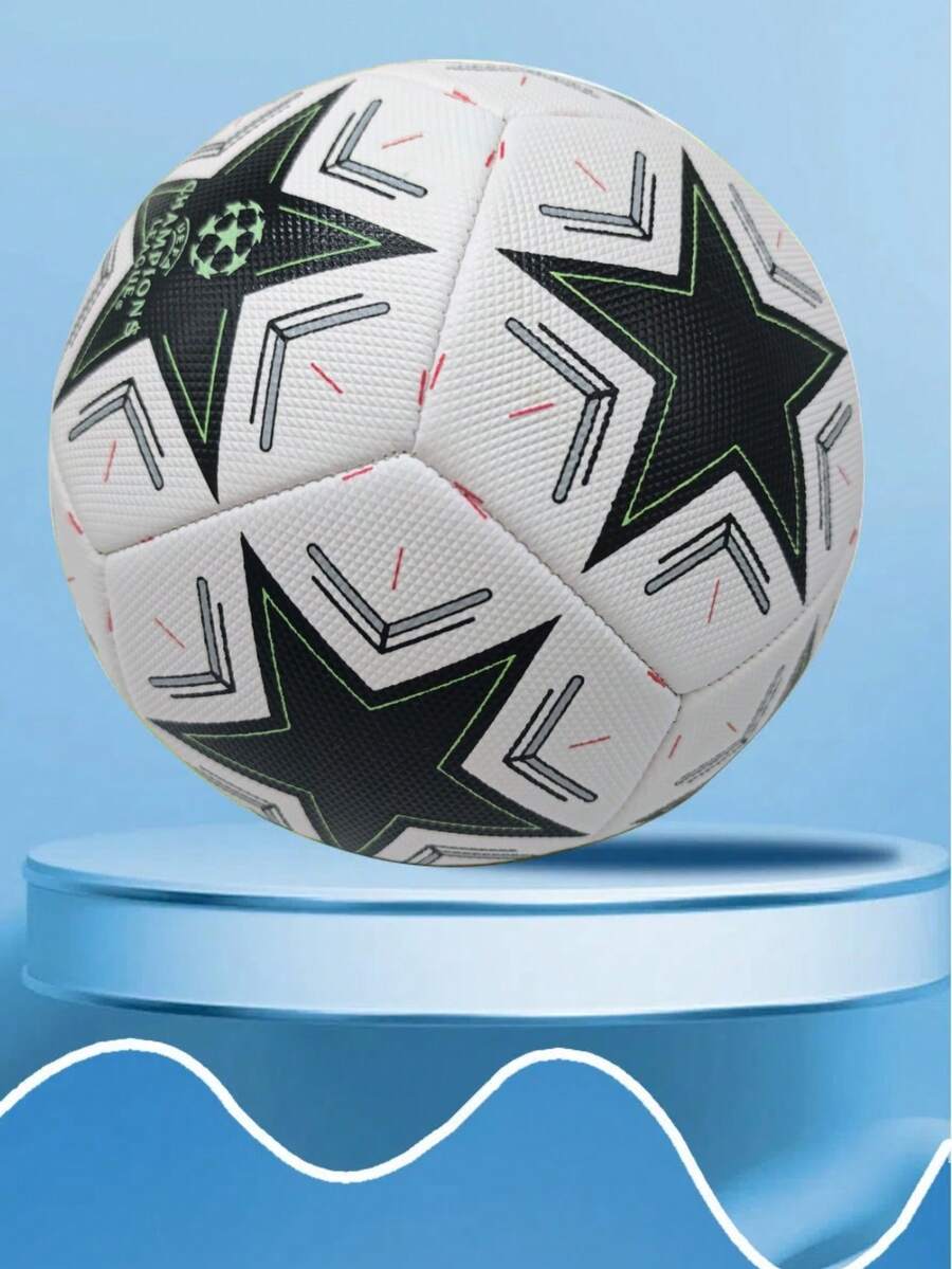1pc Adult & Youth Standard Size 5 Hand-Stitched PU Soccer Ball, Dirt-Resistant & Durable For Outdoor/Indoor, Beach, Grass, Cement Pitch, White & Multi-Color