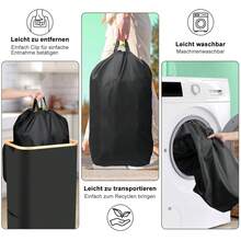 100L Recycling-Behälter für Küche und Haushalt, Pfandflaschen-Sammelbehälter mit Deckel und 2 wiederverwendbaren Innensäcken, hohe Aufbewahrungsbox für Flaschen, Dosen, Plastik, Papier, Glas, Aufkleber - Schwarz - Übersicht 7