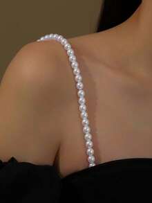 1pc Women's Sparkly Rhinestone Strap Elegant Copper Body Chain, Sexy Invisible Bra Strap Lingerie Accessory, For Rave - Silver - View 15