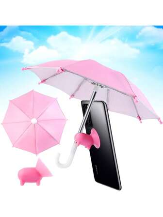 1 Set Of Anti-Glare Mobile Phone Sunshade Umbrella - Including A Universal Adjustable Pig Suction Cup And A Mobile Phone Stand Sunshade Umbrella, Foldable Sun & Rain Shield For IPhone Android Anti-Glare Screen Protector, Rainproof Outdoor Accessories For Driving/Camping/Vlogging