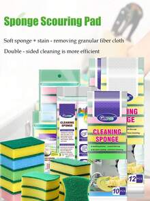 12 件厨房擦洗垫、海绵擦洗器、清洁刷套装，适用于肥皂、餐具、平底锅、毛巾、架子、水槽、洗碗机 - 彩色 - 查看 11