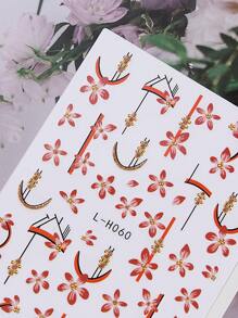 2 件秋季芙蓉图案美甲贴纸法国芙蓉闪光金贴花自粘 DIY 饰品美甲装饰适用于水晶指甲用品美甲配件适用于秋冬美甲设计 - 彩色 - 查看 5