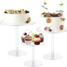1/3/6 件亚克力蛋糕架，透明圆形纸杯蛋糕架，适用于甜点桌，甜点纸杯蛋糕糕点糖果展示架，适用于婚礼、活动、生日派对，蛋糕托，适用于纸杯蛋糕甜点蛋糕披萨 - 無色 - 查看 10