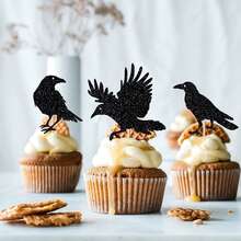 12 Peças de Palitos Decorativos para Cupcakes com Tema de Halloween, Mão de Zumbi, Múmia, Gato, Lua, Fantasma, Corvo para Decorações de Festa de Aniversário