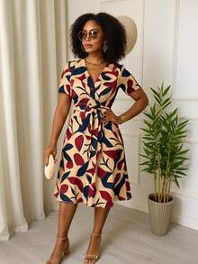 Women's Casual Elegant Printed Dress In Romantic Fabric - 彩色 - 查看 2