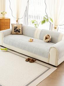 1pc Thick Plush Solid Color Sofa Cushion Cover, Non-Slip Washable, Modern Minimalist Home Decor Pet-Friendly, Soft & Comfortable Furniture Protector Pad For Bedroom, Office, Living Room (Excluding Backrest, Armrest, Pillow Cover)