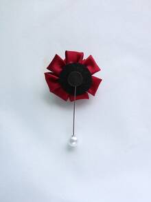 1pc Burgundy Artificial Rose Boutonniere, Groom Wedding Flower, Graduation Party Decor - Burgundy - View 4
