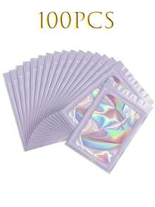 100 个透明窗口珠宝袋，渐变色珠宝密封袋，可重复使用，防尘防氧化，适用于戒指、耳环、项链、吊坠等珠宝、珠宝配饰整理、家居必需品、节日礼物。 - 彩色 - 查看 33