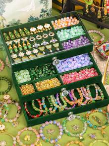 三层串珠手链 DIY 珠宝制作套件，彩色珠子适用于手链、项链、耳环 DIY 工艺品，包含珠宝盒 - 彩色 - 查看 2