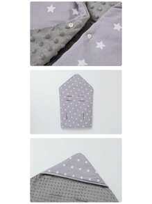 1pc Baby Cotton + Fleece Swaddle Blanket, Stroller Cover, Car Seat Wrap, Warm Infant Carrier Blanket For Autumn/Winter