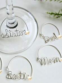 2 piezas de charms personalizados con nombre hechos a mano para copas de vino, diseño único tarjetas de lugar personalizadas para boda, charms con nombre personalizados para cata de champán, etiquetas para bebidas con letra artesanal para bodas, despedidas de soltera, regalos ideales para bodas, despedidas de soltera, cumpleaños, aniversarios - multicolor - Ver 12