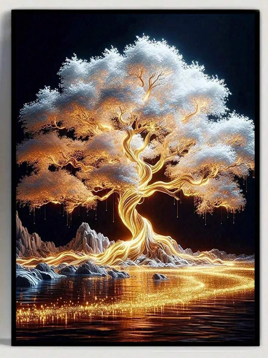 5D Diamant Malerei Set - Lebensbaum Design, ohne Rahmen, exquisite Inneneinrichtung, ideales Kunstgeschenk für Freunde und Familie, perfekte Wanddekoration - Diamant Malerei Set