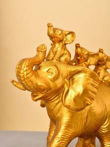 1pc Gold Elephant Statue Figurine, Symbolizing Good Luck, Health And Strength. Ideal Gift For Women, Mothers. As A Decorative Piece, It Makes A Great Gift For Christmas, Valentine's Day, New Year And Other Holidays. Gift For Friends. - Multicolor - View 4