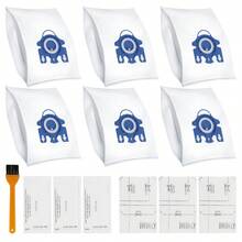 6pcs 3D Airclean GN Replacement Bags, Compatible With Miele GN Series Vacuum Cleaner Bags, Including Classic C1, Complete C1, Complete C2, Complete C3, S227, S240, S270, S400, S2, S5, S8 Series, Replacement Part No.: 10123210 - Blue and White - View 1