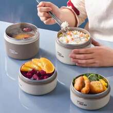 5件套不锈钢保温午餐盒和午餐袋套装，防漏保鲜，可微波炉加热，带提手，适合学校、旅行、办公、返校季使用。 - 彩色 - 查看 3