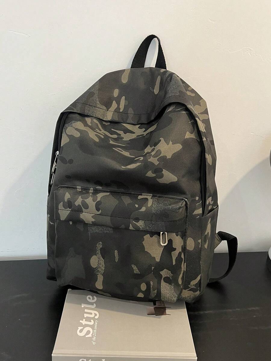 1 Stück einfarbiger modischer Rucksack, großer Kapazität Lässig Pendler Rucksack für Herren Jagdtasche - Verschiedenfarbig - Übersicht 1
