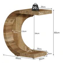 LITTLE TREE C-Shaped End Table, Side Table For Couch Sofa Living Room Bedroom Small Space, Rustic Brown - Brown - View 2