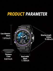 1pc New Fashion Dual Display Luminous Waterproof Men's & Teenager Outdoor Sports Electronic Watch - A - View 7
