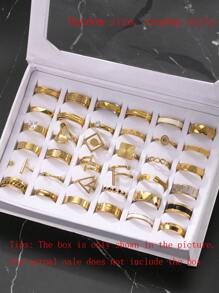 10/20/40/60件套不锈钢罗马浮雕哑光戒指，男女通用，适合日常佩戴和节日装饰，款式和尺寸随机。