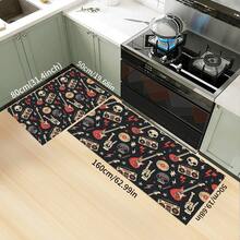 1 buc. Covoraș cu design de craniu, moale și durabil, covoraș antiderapant din poliester, potrivit pentru sufragerie, dormitor, cameră de jocuri și baie, Halloween