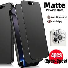 2+2 piezas Protectores de pantalla mate con protectores de lente de cámara para la serie de modelos de , Vidrio templado mate anti-espía, Protectores de vidrio de privacidad resistentes a los arañazos de dureza 9H, Compatibles con la serie 16/15/14/13/12/11