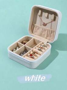 Double Layer Large Capacity Jewelry Box, PU Leather Jewelry Storage Box, Home Jewelry Storage Box, Jewelry Display Box, Solid Color Rectangular Jewelry Storage Box, Dressing Table Jewelry Storage Box, Stackable Storage Box, Keychain Jewelry Box With Removable Tray, Multifunctional Storage For Earrings, Bracelets, Rings, Necklaces, Bedroom Storage Essentials, Back To School Season Essentials, Mom Gifts, Birthday Gifts, Holiday Gifts