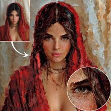 1 幅个性化肖像油画帆布墙面艺术海报，带框墙面艺术。原创油画印刷品，乔迁贺礼，个性化礼品，搬家礼物。适合毕业礼物、客厅、卧室、节日、餐厅、玄关等场合，送礼佳品。送给他/她一份独特的礼物，可直接悬挂。