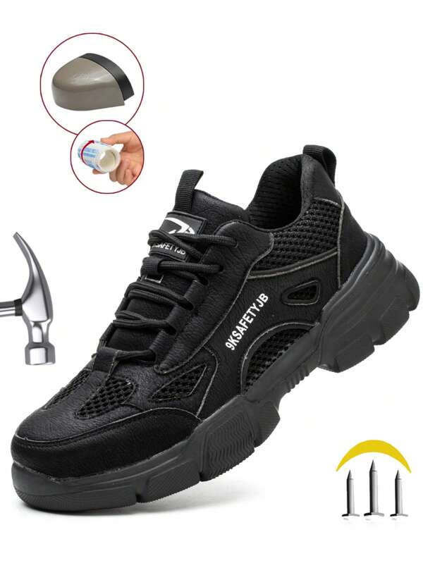 Zapatos cómodos y unisex, zapatos de trabajo anti-impacto, anti-deslizamiento y anti-perforación, zapatos de protección ligeros para almacén, zapatos de estilo británico anti-colisión para protección laboral, zapatos de trabajo para hombres y mujeres, transpirables para el verano