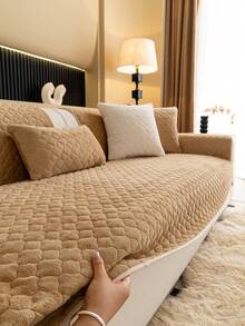 1 件牛奶丝绒格子沙发垫套，适合所有季节，简约清新沙发套，适用于 1-4 人座沙发、L 型沙发、装饰沙发、沙发保护套、防滑、防尘、防猫抓，适用于客厅、卧室、书房、办公室、俱乐部、户外、宠物友好型 - 咖啡棕 - 查看 9