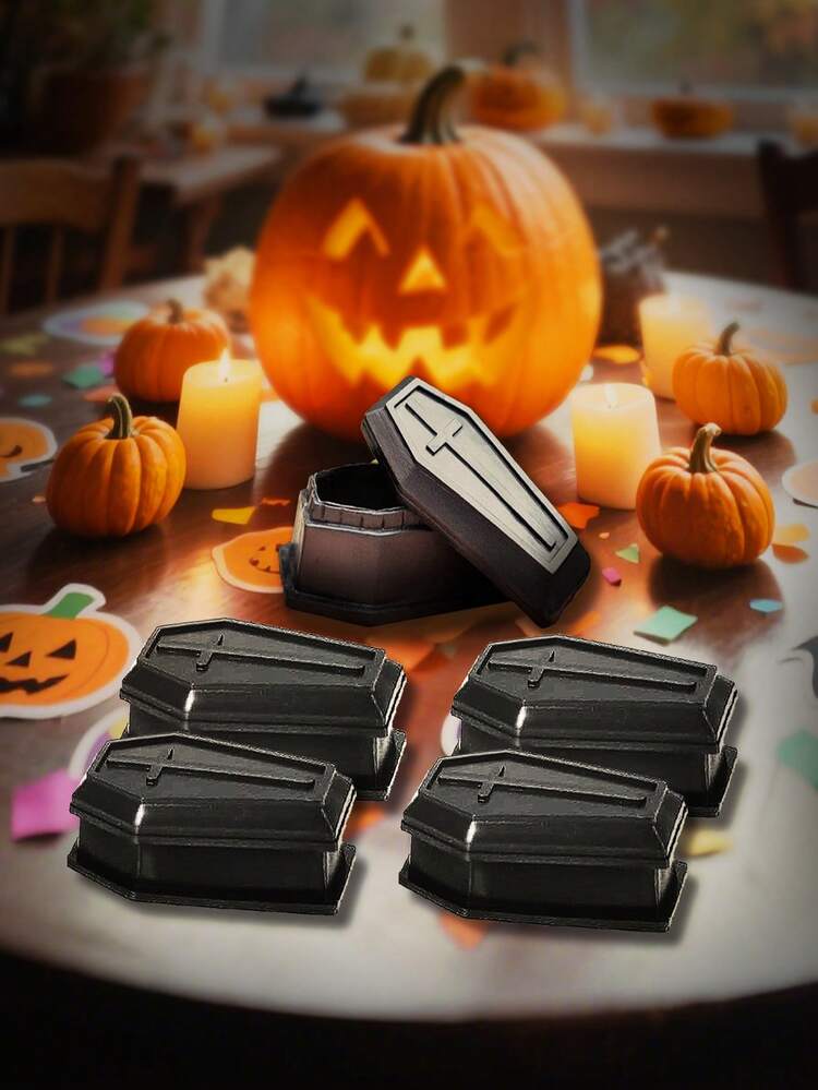 12 piezas Caja de ataúd de Halloween con tapa, caja de regalo para fiesta, caja decorativa de ataúd de plástico, decoración de fiesta, regalos de broma, decoración gótica, manualidades DIY para decoración del hogar