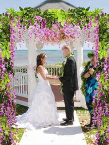 1 件人造绿色植物藤蔓装饰，婚礼装饰，客厅、卧室、餐厅、生日派对家居装饰 - 中紫紅色 - 查看 6