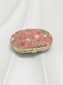 便携式折叠化妆镜，配有可爱的布套和印花图案，双面化妆镜适合家庭和旅行，非常适合美容爱好者和化妆爱好者，是送给女性、女孩、母亲、朋友和妻子的理想礼物