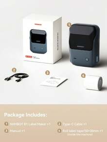 Niimbot B1 Mini Portable Thermal Printer, Pocket Label Printer Suitable For Self-Adhesive Stickers, UV Labels, Bluetooth Printing - Lake Blue Gray - View 9