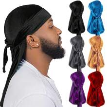 Set de 6 Durag-uri din catifea de culoare uni cu legături - Pălării în stil pirat pentru sporturi în aer liber, pălărie de pirat, costum de pirat