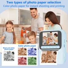 儿童即时打印相机，8 倍放大 - 1080P 高清自拍视频和内置闪光灯，便携式迷你照片打印机，带 4 色打印纸卷，是节日、圣诞节、万圣节、生日派对和特殊场合的有趣创意礼物
