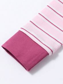 Annil Children's Clothing, Girls, Middle-Aged And Young Children, Teenagers, Round-Neck Long-Sleeved Knitted Sweaters, Sweet And Cool Cut Short Striped T-Shirts, Autumn