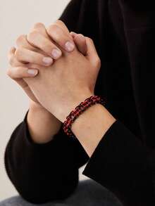 1 件朋克摇滚不锈钢男士手链，摩托车骑行手链自行车链嘻哈珠宝新款时尚日常佩戴生日礼物 - 鏈條手鍊 - 查看 9