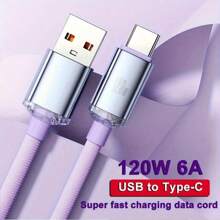 Cable de carga rápida USB Tipo C de 120W 6A compatible con Samsung, Realme, , (Nota: solo son compatibles los cargadores rápidos de teléfonos móviles o los cargadores originales. Este producto no es compatible con los teléfonos de la serie iPhone). Compatible con iPhone 16, 16 Pro Max, 15, 15 Plus, 15 Pro, 15 Pro Max, compatible con Redmi, compatible con el cargador OnePlus