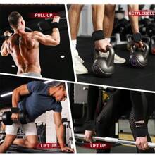 1 par de ganchos de levantamiento de pesas con muñequeras, correas de muñeca para barra de gimnasio, guantes de fitness para levantamiento de pesas, correas de potencia antideslizantes de alta calidad