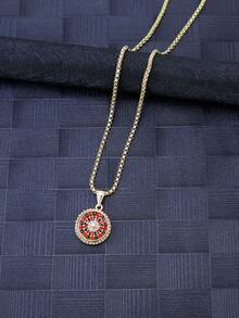 Gold-Plated Rotating Casino Roulette Pendant With Square Chain - Roulette - View 5