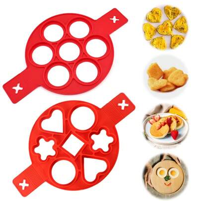 Silicone Pancake Mold, Cake Mold, Flip And Cook Pancake Maker, Non-Stick Silicone Egg Ring Maker, Reusable Fried Egg Molds, Perfect Omelet Mold And Pancake Ring Kitchen Baking Accessories