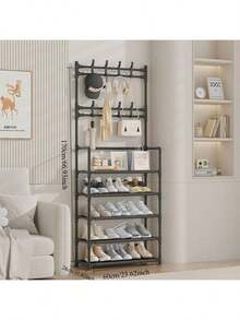 Shoe Racks, Simple Floor-To-Ceiling, Multi-Functional Hangers, Metal Modern Minimalist Shelves, Household Coat Racks - Multicolor - View 5
