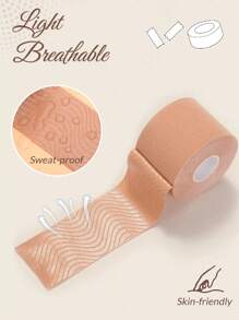 1 Rolo de Fita Levantadora de Seios - Fita Adesiva Invisível para Levantar o Busto, Tecido Respirável e Elástico, Fita Adesiva de Sutiã para Vestidos Sem Alças e Costas Nuas, Tamanhos A-G, Fita Levantadora de Peito Reutilizável