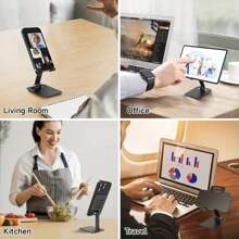 手机支架，可调节角度折叠式手机支架，带防滑底座，兼容所有手机，塑料桌面支架，免提观看，手机支架，平板电脑支架，手机配件，电子配件，坚固的结构，适合女性收纳整理器，旅行必需品，返校宿舍收纳秋季装饰 - 彩色 - 查看 4