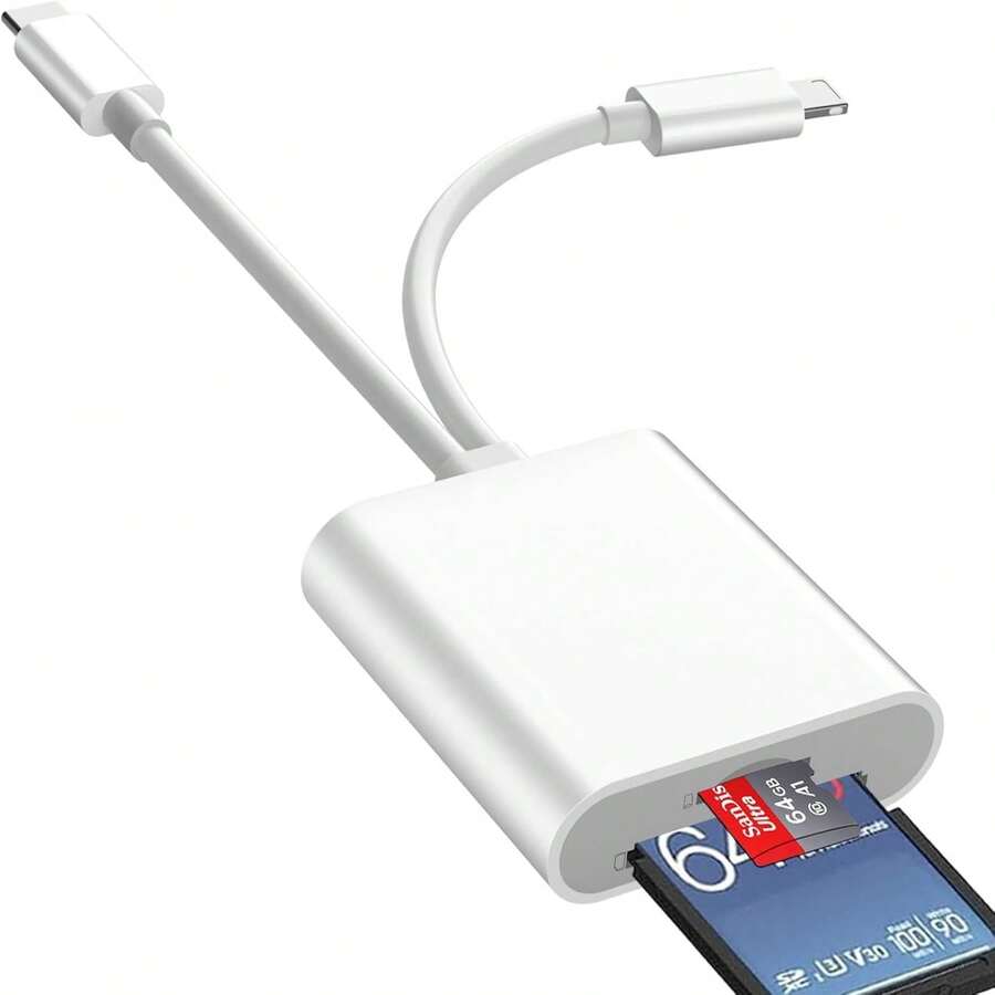 2-In-1 SD/TF Card Reader For I-Phone & USB-C - Dual Slot Memory Card Adapter With Lightning & USB-C Connectors | Plug & Play For Trail Cameras, IPad, M-AcBook & Android Devices | No Driver Needed - trắng - Xem 1